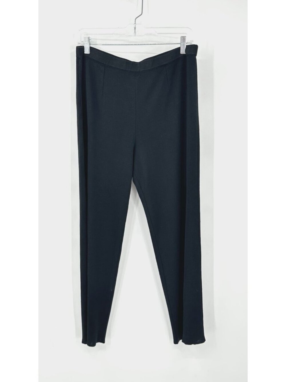 MING WANG straight leg pants black petite PL knit modern knitwear pull on - Picture 2 of 11